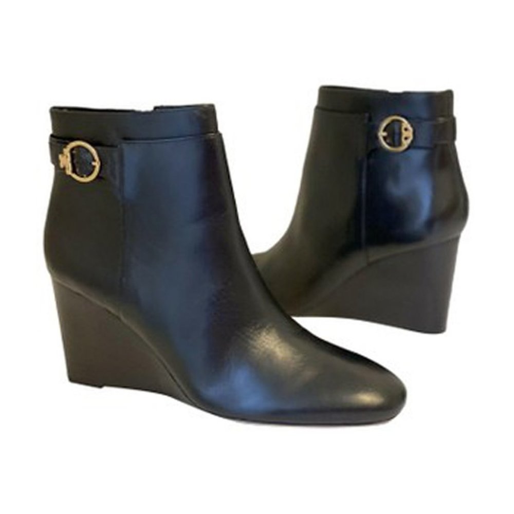 Tory Burch Sophia Wedge Heel Bootie Black Size 11